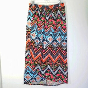 CLEARANCE Bobbie Brooks Mock Wrap Front Skirt Floral Vintage Y2K Bold Colors